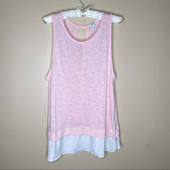 J. Crew Tops - J. Crew Layered Tank Top Sz L Pink and White